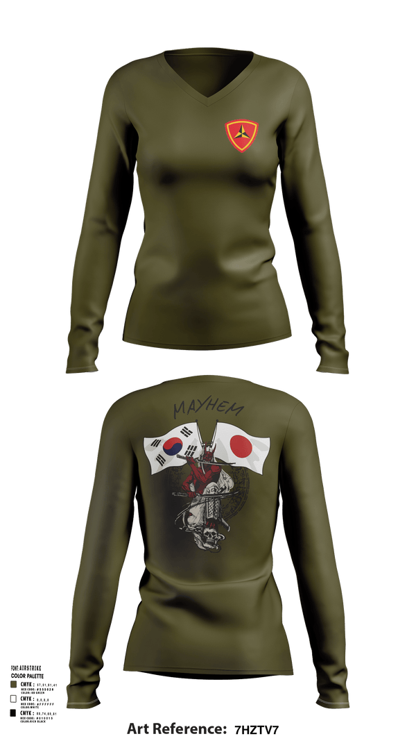 Womens Long Sleeve Vneck Shirt, 3/11 Mayhem, , Teamtime, Team time, sublimation, custom sports apparel, team uniforms, spirit wear, spiritwear, sports uniforms, custom shirts, team store, custom team store, fundraiser sports, apparel fundraiser