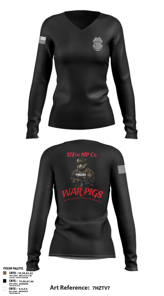Womens Long Sleeve Vneck Shirt, 328th MP Co., , Teamtime, Team time, sublimation, custom sports apparel, team uniforms, spirit wear, spiritwear, sports uniforms, custom shirts, team store, custom team store, fundraiser sports, apparel fundraiser
