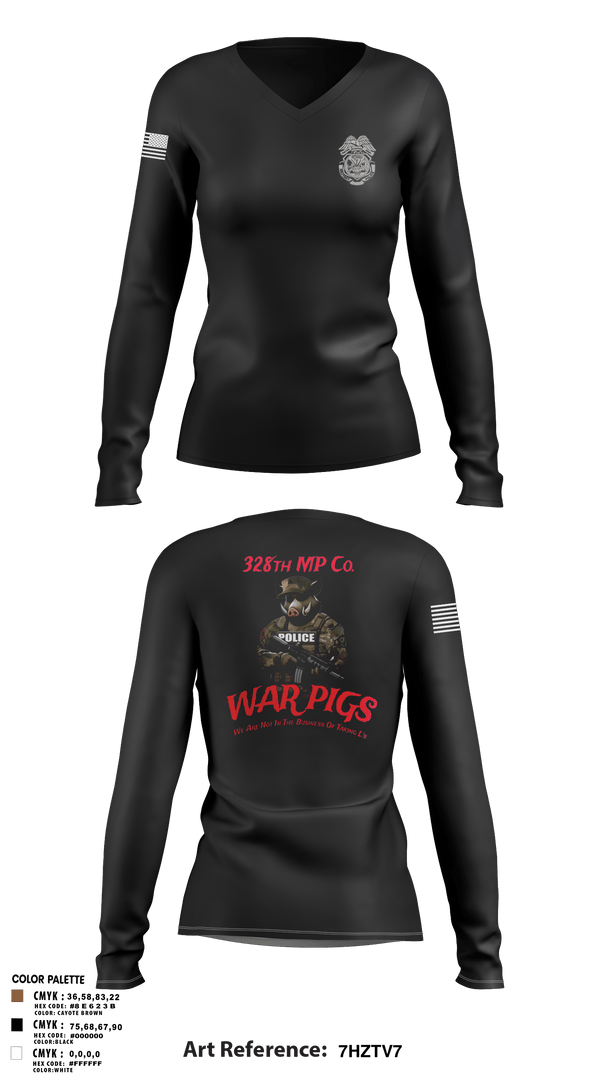 Womens Long Sleeve Vneck Shirt, 328th MP Co., , Teamtime, Team time, sublimation, custom sports apparel, team uniforms, spirit wear, spiritwear, sports uniforms, custom shirts, team store, custom team store, fundraiser sports, apparel fundraiser