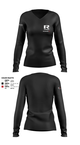 Womens Long Sleeve Vneck Shirt, Ronin TC, , Teamtime, Team time, sublimation, custom sports apparel, team uniforms, spirit wear, spiritwear, sports uniforms, custom shirts, team store, custom team store, fundraiser sports, apparel fundraiser