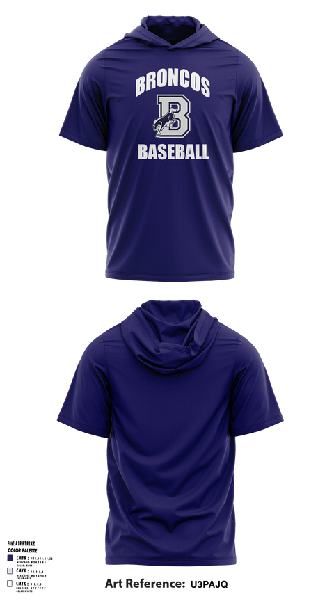 Short Sleeve Performance Shirt with hood, Burrillville High School Broncos Baseball, Baseball, Teamtime, Team time, sublimation, custom sports apparel, team uniforms, spirit wear, spiritwear, sports uniforms, custom shirts, team store, custom team store, fundraiser sports, apparel fundraiser