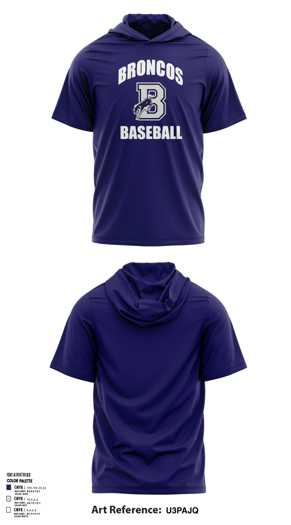 Short Sleeve Performance Shirt with hood, Burrillville High School Broncos Baseball, Baseball, Teamtime, Team time, sublimation, custom sports apparel, team uniforms, spirit wear, spiritwear, sports uniforms, custom shirts, team store, custom team store, fundraiser sports, apparel fundraiser
