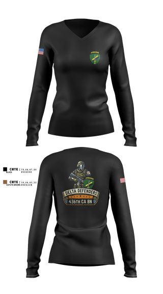 Womens Long Sleeve Vneck Shirt, D Co 436th CA BN, , Teamtime, Team time, sublimation, custom sports apparel, team uniforms, spirit wear, spiritwear, sports uniforms, custom shirts, team store, custom team store, fundraiser sports, apparel fundraiser
