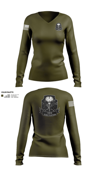 Womens Long Sleeve Vneck Shirt, 1-153 IN Scout Platoon, National Guard, Teamtime, Team time, sublimation, custom sports apparel, team uniforms, spirit wear, spiritwear, sports uniforms, custom shirts, team store, custom team store, fundraiser sports, apparel fundraiser