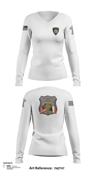 Womens Long Sleeve Vneck Shirt, NYS Court Officer, Police, Teamtime, Team time, sublimation, custom sports apparel, team uniforms, spirit wear, spiritwear, sports uniforms, custom shirts, team store, custom team store, fundraiser sports, apparel fundraiser