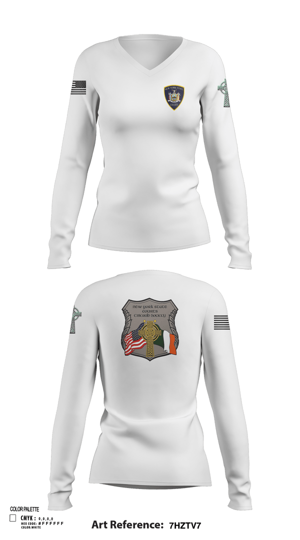 Womens Long Sleeve Vneck Shirt, NYS Court Officer, Police, Teamtime, Team time, sublimation, custom sports apparel, team uniforms, spirit wear, spiritwear, sports uniforms, custom shirts, team store, custom team store, fundraiser sports, apparel fundraiser