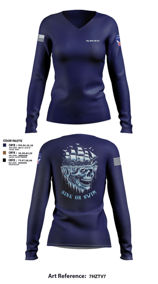 Womens Long Sleeve Vneck Shirt, HQ, 95th CM CO, Army, Teamtime, Team time, sublimation, custom sports apparel, team uniforms, spirit wear, spiritwear, sports uniforms, custom shirts, team store, custom team store, fundraiser sports, apparel fundraiser