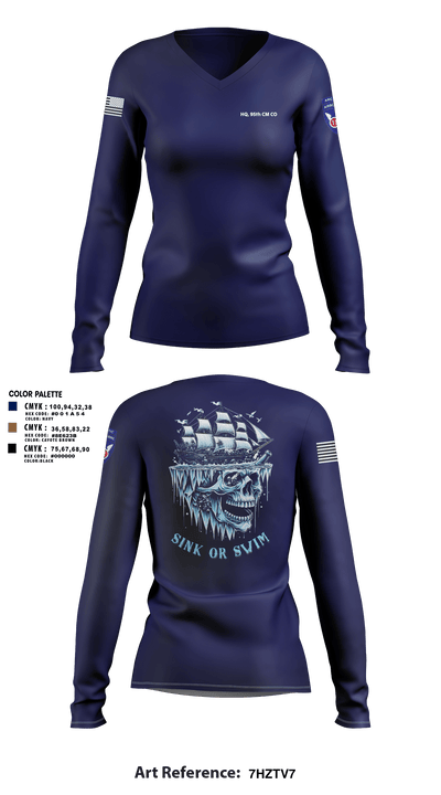 HQ, 95th CM CO 75493136 Women's Long Sleeve V-neck Shirt - 1