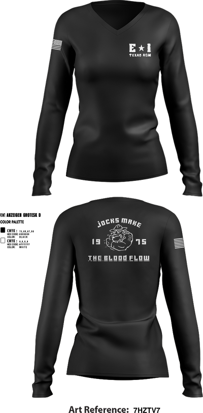 E-1 Jocks D1 Women's Long Sleeve V-neck Shirt - 2