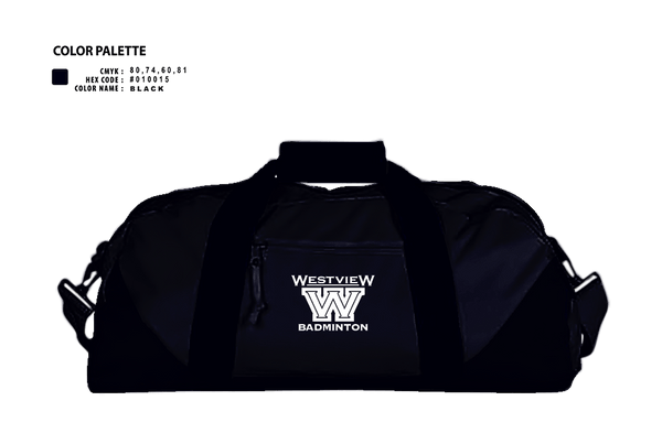 Duffle Bag, Westview Badminton, Spirit Store, Teamtime, Team time, sublimation, custom sports apparel, team uniforms, spirit wear, spiritwear, sports uniforms, custom shirts, team store, custom team store, fundraiser sports, apparel fundraiser