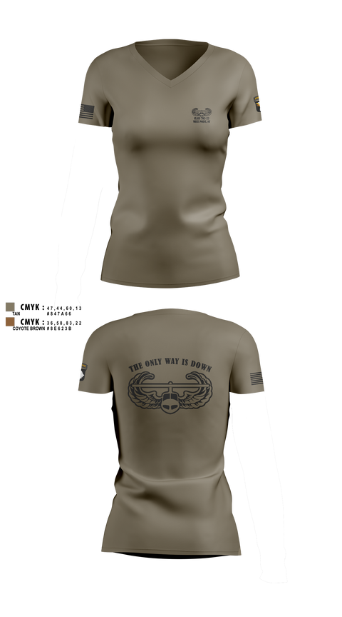Womens Short Sleeve Vneck Shirt, AASLT 10-25 Ft. Campbell, Kentucky, , Teamtime, Team time, sublimation, custom sports apparel, team uniforms, spirit wear, spiritwear, sports uniforms, custom shirts, team store, custom team store, fundraiser sports, apparel fundraiser