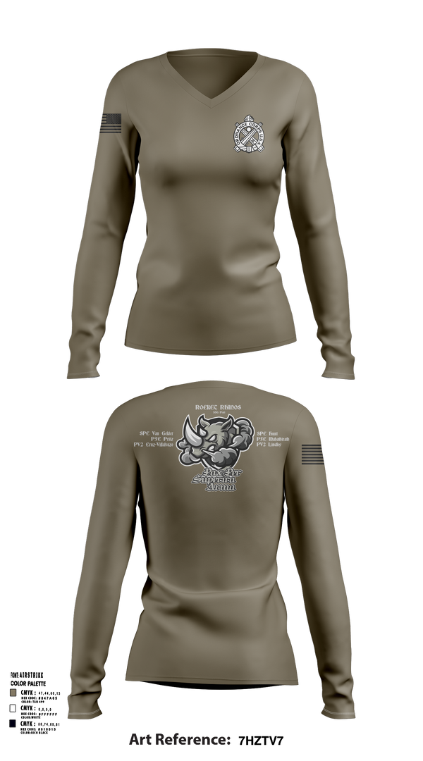 Womens Long Sleeve Vneck Shirt, Rocket Rhinos, , Teamtime, Team time, sublimation, custom sports apparel, team uniforms, spirit wear, spiritwear, sports uniforms, custom shirts, team store, custom team store, fundraiser sports, apparel fundraiser