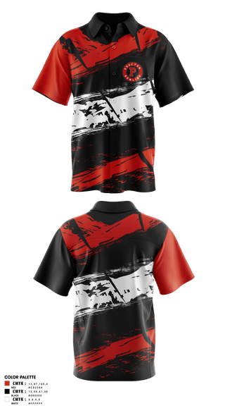 Short Sleeve Bowling Jersey, Proctor Raiders, Bowling, Teamtime, Team time, sublimation, custom sports apparel, team uniforms, spirit wear, spiritwear, sports uniforms, custom shirts, team store, custom team store, fundraiser sports, apparel fundraiser
