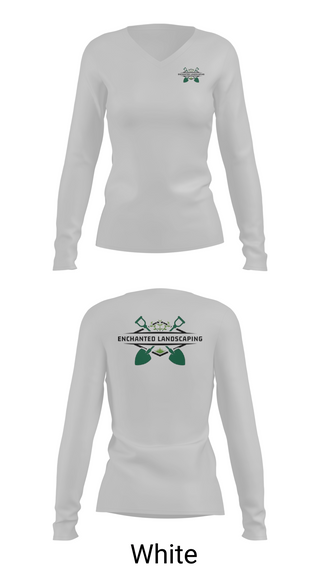 Womens Long Sleeve Vneck Shirt, Enchanted Landscaping, , Teamtime, Team time, sublimation, custom sports apparel, team uniforms, spirit wear, spiritwear, sports uniforms, custom shirts, team store, custom team store, fundraiser sports, apparel fundraiser
