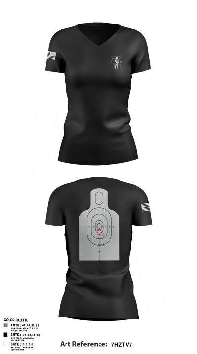 WIARNG Marksmanship 12854544 Women's Short Sleeve V-neck Shirt - 113