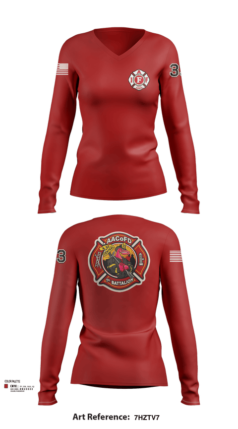 Womens Long Sleeve Vneck Shirt, Glen Burnie, Fire Department, Teamtime, Team time, sublimation, custom sports apparel, team uniforms, spirit wear, spiritwear, sports uniforms, custom shirts, team store, custom team store, fundraiser sports, apparel fundraiser