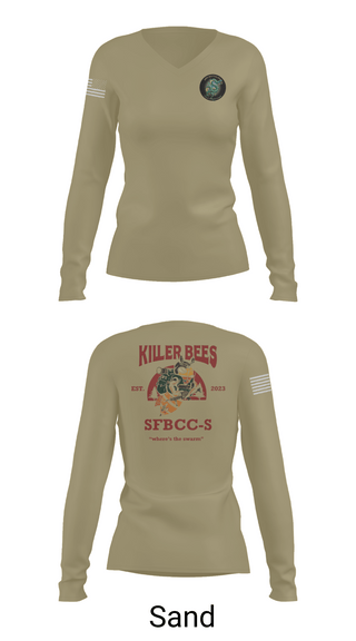 Womens Long Sleeve Vneck Shirt, 1SFG(A), 3rd BN, BSC, , Teamtime, Team time, sublimation, custom sports apparel, team uniforms, spirit wear, spiritwear, sports uniforms, custom shirts, team store, custom team store, fundraiser sports, apparel fundraiser