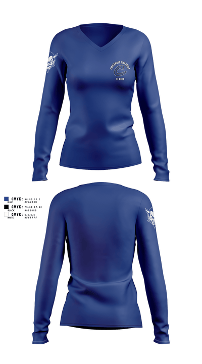 Castlewood Blue Devils 24423856 Women's Long Sleeve V-neck Shirt - 2