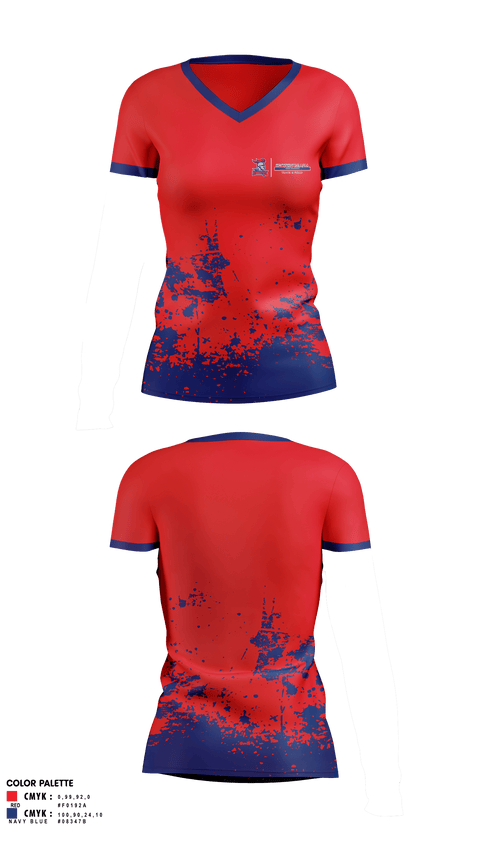 Womens Short Sleeve Vneck Shirt, Spotsylvania High School Track & Field, Track & Field, Teamtime, Team time, sublimation, custom sports apparel, team uniforms, spirit wear, spiritwear, sports uniforms, custom shirts, team store, custom team store, fundraiser sports, apparel fundraiser