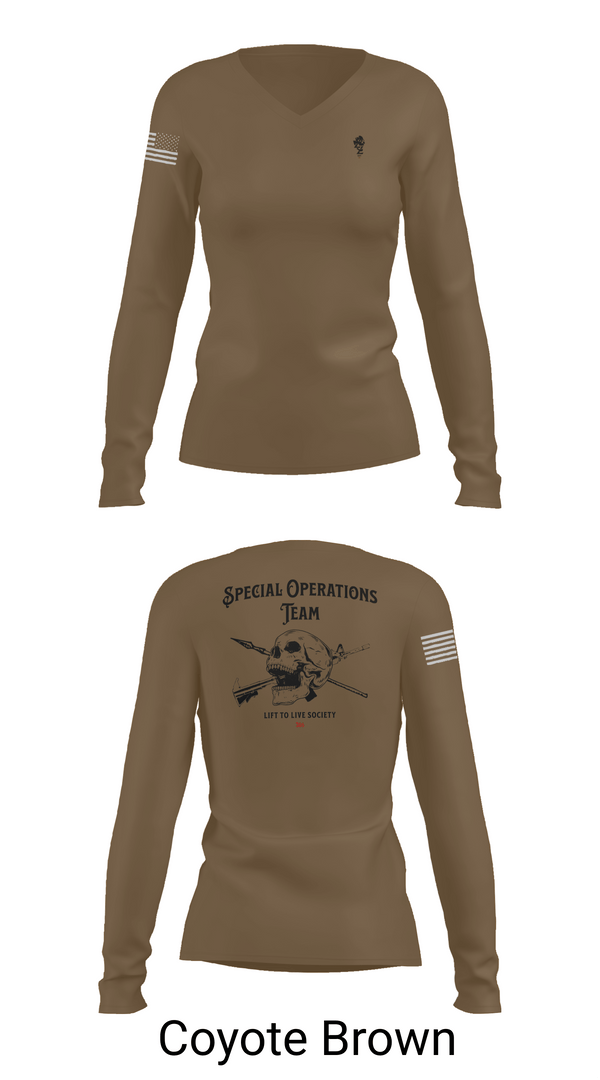 Womens Long Sleeve Vneck Shirt, Special Operations Team, , Teamtime, Team time, sublimation, custom sports apparel, team uniforms, spirit wear, spiritwear, sports uniforms, custom shirts, team store, custom team store, fundraiser sports, apparel fundraiser