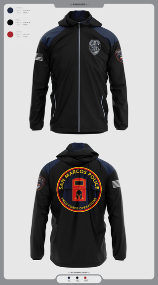 Windbreaker, San marcos police - field force, Police, Teamtime, Team time, sublimation, custom sports apparel, team uniforms, spirit wear, spiritwear, sports uniforms, custom shirts, team store, custom team store, fundraiser sports, apparel fundraiser