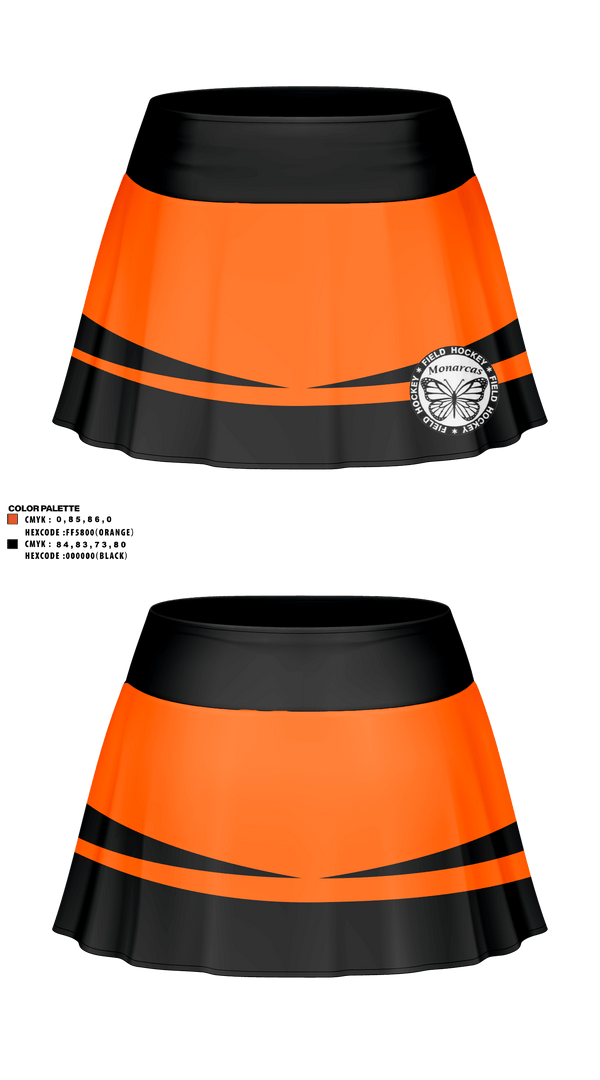 Skort, Monarcas, Field Hockey, Teamtime, Team time, sublimation, custom sports apparel, team uniforms, spirit wear, spiritwear, sports uniforms, custom shirts, team store, custom team store, fundraiser sports, apparel fundraiser