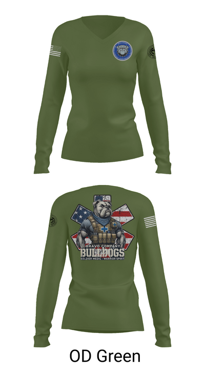 Bravo Company Bulldogs 26926733 Women's Long Sleeve V-neck Shirt - 57
