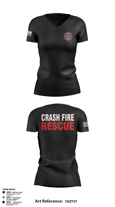 ISA Air base Fire Dept. 19172110 Women's Short Sleeve V-neck Shirt - 69