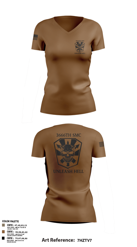 Womens Short Sleeve Vneck Shirt, 3666 Support Maintenance Company, , Teamtime, Team time, sublimation, custom sports apparel, team uniforms, spirit wear, spiritwear, sports uniforms, custom shirts, team store, custom team store, fundraiser sports, apparel fundraiser