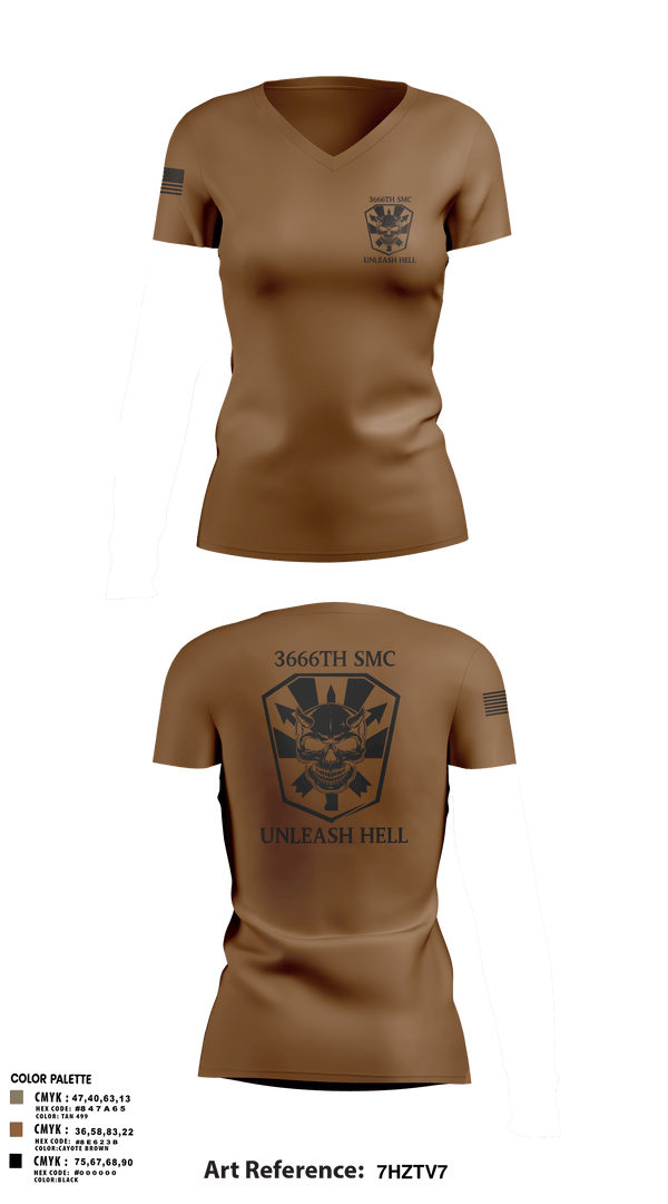 Womens Short Sleeve Vneck Shirt, 3666 Support Maintenance Company, , Teamtime, Team time, sublimation, custom sports apparel, team uniforms, spirit wear, spiritwear, sports uniforms, custom shirts, team store, custom team store, fundraiser sports, apparel fundraiser