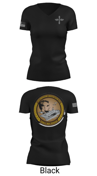 Womens Short Sleeve Vneck Shirt, CVN 72 Abraham Lincoln, , Teamtime, Team time, sublimation, custom sports apparel, team uniforms, spirit wear, spiritwear, sports uniforms, custom shirts, team store, custom team store, fundraiser sports, apparel fundraiser
