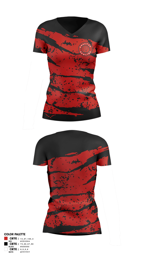 Womens Short Sleeve Vneck Shirt, Proctor Raiders, Bowling, Teamtime, Team time, sublimation, custom sports apparel, team uniforms, spirit wear, spiritwear, sports uniforms, custom shirts, team store, custom team store, fundraiser sports, apparel fundraiser