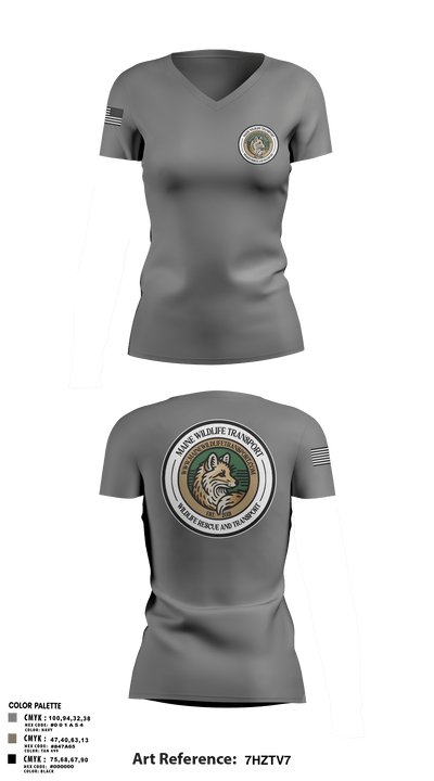 Maine Wildlife Transport 65150699 Women's Short Sleeve V-neck Shirt - 4