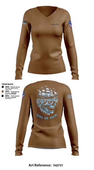 Womens Long Sleeve Vneck Shirt, HQ, 95th CM CO, Army, Teamtime, Team time, sublimation, custom sports apparel, team uniforms, spirit wear, spiritwear, sports uniforms, custom shirts, team store, custom team store, fundraiser sports, apparel fundraiser