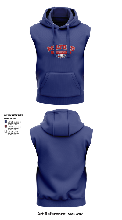 Milford Eagles Pop Warner Football and Cheer 85500081 Sleeveless Hoodie - 1 (3)