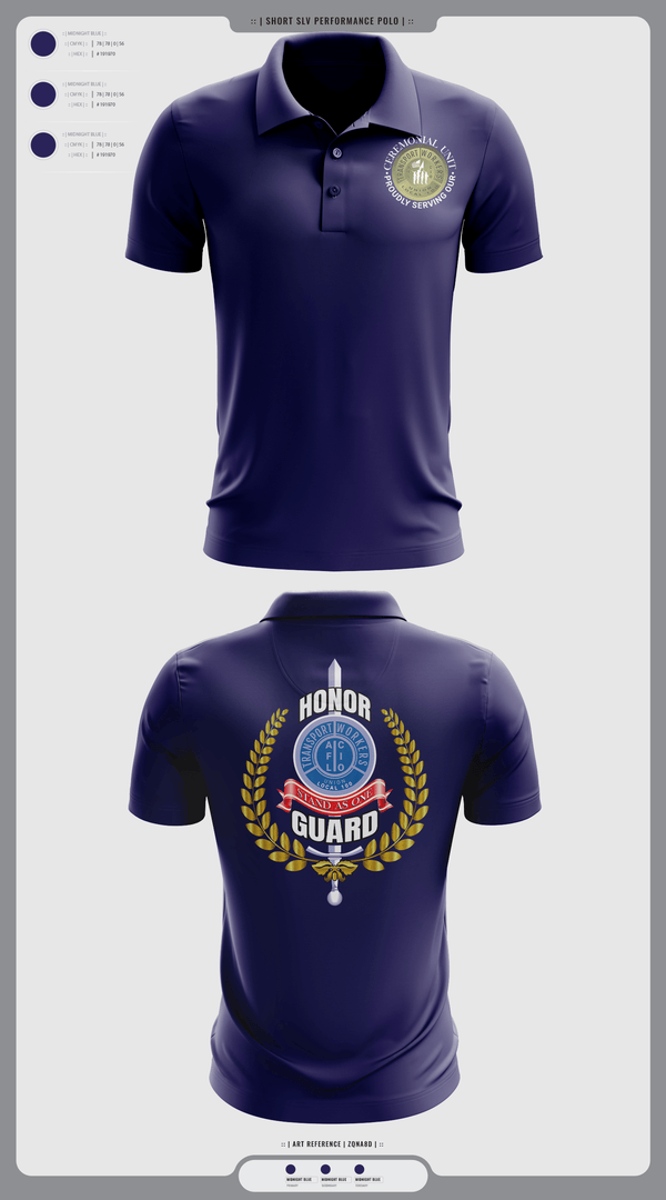 Short Sleeve Performance Polo, Twu Local 100 Ceremonial Unit & Honor Guard, Golf, Teamtime, Team time, sublimation, custom sports apparel, team uniforms, spirit wear, spiritwear, sports uniforms, custom shirts, team store, custom team store, fundraiser sports, apparel fundraiser