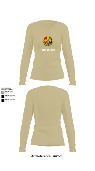 Womens Long Sleeve Vneck Shirt, 38th ADA BDE, Army, Teamtime, Team time, sublimation, custom sports apparel, team uniforms, spirit wear, spiritwear, sports uniforms, custom shirts, team store, custom team store, fundraiser sports, apparel fundraiser