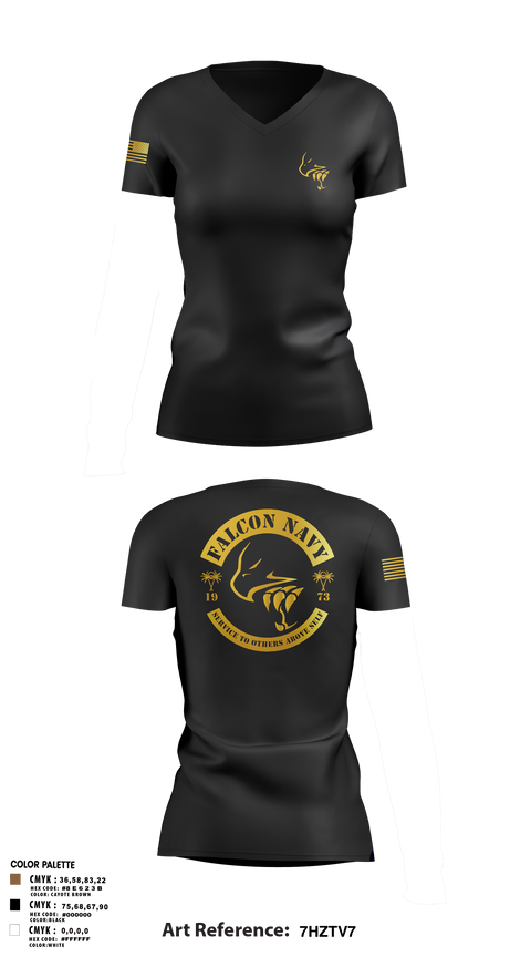 Womens Short Sleeve Vneck Shirt, Falcon Navy, , Teamtime, Team time, sublimation, custom sports apparel, team uniforms, spirit wear, spiritwear, sports uniforms, custom shirts, team store, custom team store, fundraiser sports, apparel fundraiser