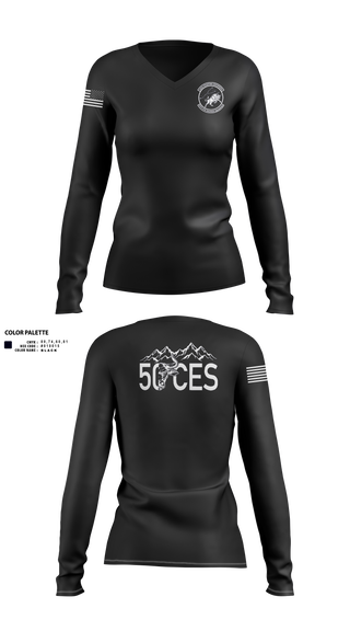 Womens Long Sleeve Vneck Shirt, 50 CES, Air Force, Teamtime, Team time, sublimation, custom sports apparel, team uniforms, spirit wear, spiritwear, sports uniforms, custom shirts, team store, custom team store, fundraiser sports, apparel fundraiser