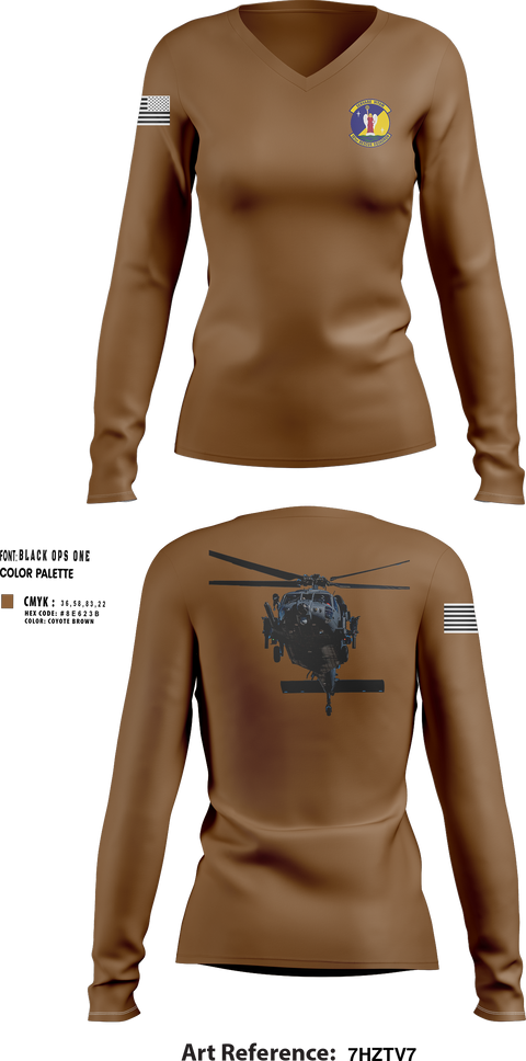 Womens Long Sleeve Vneck Shirt, 101st rescue squadron, , Teamtime, Team time, sublimation, custom sports apparel, team uniforms, spirit wear, spiritwear, sports uniforms, custom shirts, team store, custom team store, fundraiser sports, apparel fundraiser