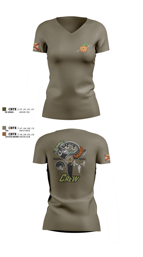 Womens Short Sleeve Vneck Shirt, Seminole / Orange Crew, , Teamtime, Team time, sublimation, custom sports apparel, team uniforms, spirit wear, spiritwear, sports uniforms, custom shirts, team store, custom team store, fundraiser sports, apparel fundraiser