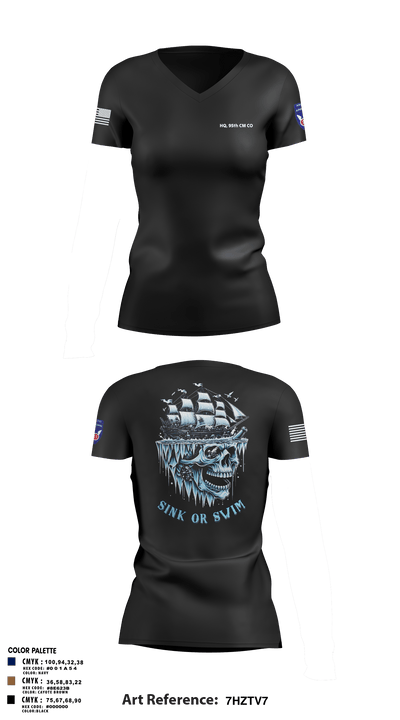 HQ, 95th CM CO 75493136 Women's Short Sleeve V-neck Shirt - 3