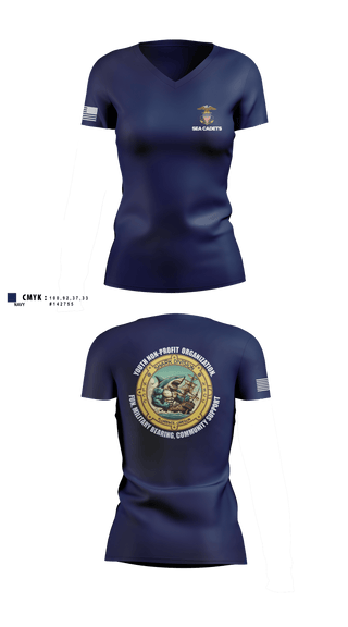 Womens Short Sleeve Vneck Shirt, US Naval Sea Cadets Shark Division, , Teamtime, Team time, sublimation, custom sports apparel, team uniforms, spirit wear, spiritwear, sports uniforms, custom shirts, team store, custom team store, fundraiser sports, apparel fundraiser