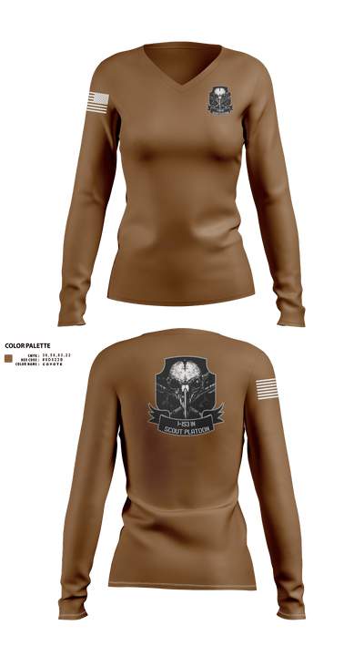 1-153 IN Scout Platoon 12516150 Women's Long Sleeve V-neck Shirt - 4