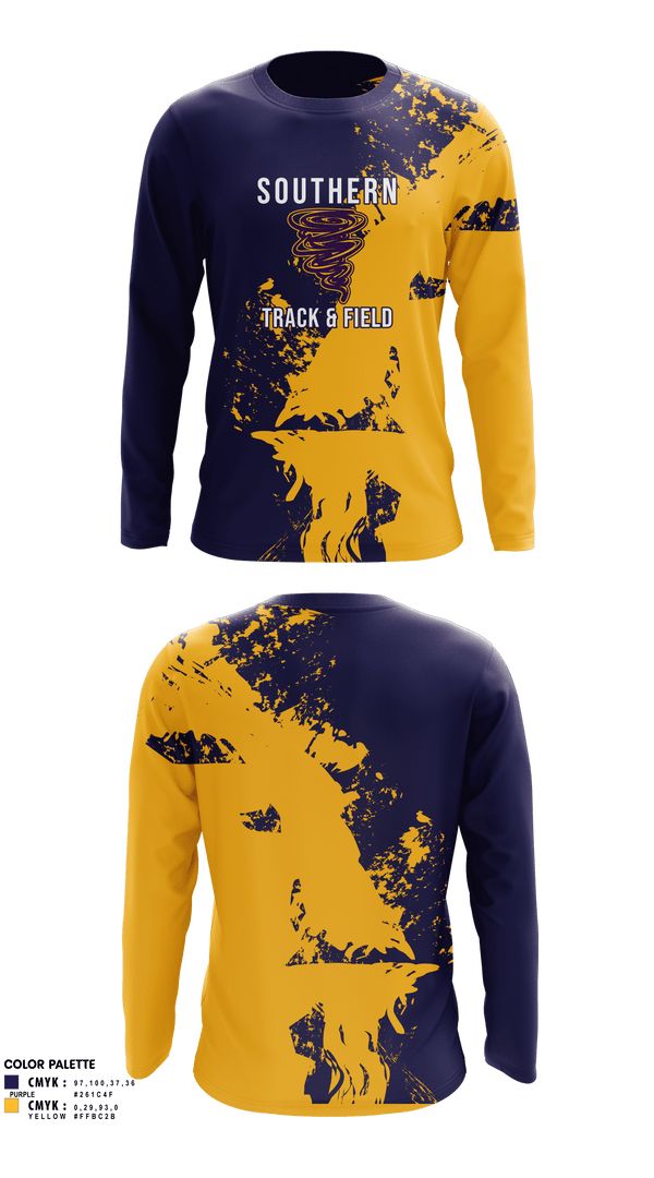 Long Sleeve Performance Shirt, Southern Middle School Track and Field, Track & Field, Teamtime, Team time, sublimation, custom sports apparel, team uniforms, spirit wear, spiritwear, sports uniforms, custom shirts, team store, custom team store, fundraiser sports, apparel fundraiser