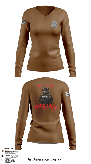 Womens Long Sleeve Vneck Shirt, 328th MP Co., , Teamtime, Team time, sublimation, custom sports apparel, team uniforms, spirit wear, spiritwear, sports uniforms, custom shirts, team store, custom team store, fundraiser sports, apparel fundraiser