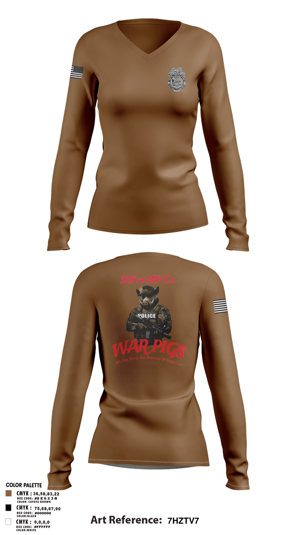 Womens Long Sleeve Vneck Shirt, 328th MP Co., , Teamtime, Team time, sublimation, custom sports apparel, team uniforms, spirit wear, spiritwear, sports uniforms, custom shirts, team store, custom team store, fundraiser sports, apparel fundraiser