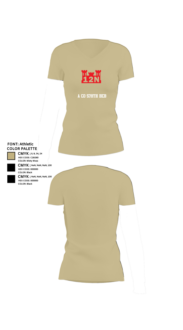 Womens Short Sleeve Vneck Shirt, A co 578th BEB, , Teamtime, Team time, sublimation, custom sports apparel, team uniforms, spirit wear, spiritwear, sports uniforms, custom shirts, team store, custom team store, fundraiser sports, apparel fundraiser