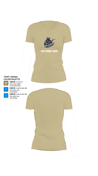 Womens Short Sleeve Vneck Shirt, Wolverine Arms, , Teamtime, Team time, sublimation, custom sports apparel, team uniforms, spirit wear, spiritwear, sports uniforms, custom shirts, team store, custom team store, fundraiser sports, apparel fundraiser