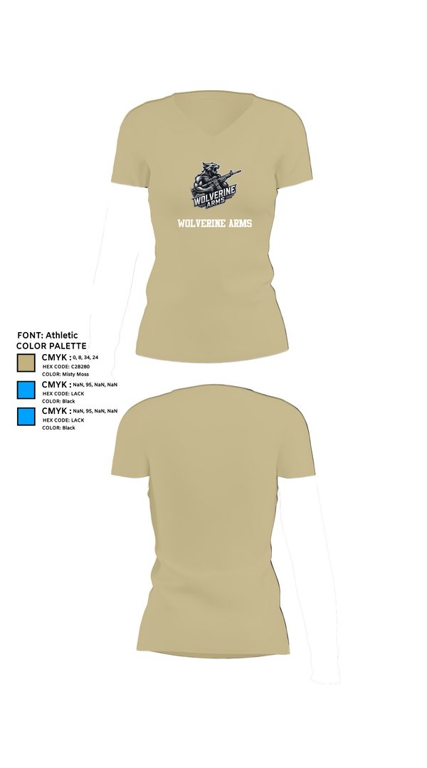 Womens Short Sleeve Vneck Shirt, Wolverine Arms, , Teamtime, Team time, sublimation, custom sports apparel, team uniforms, spirit wear, spiritwear, sports uniforms, custom shirts, team store, custom team store, fundraiser sports, apparel fundraiser